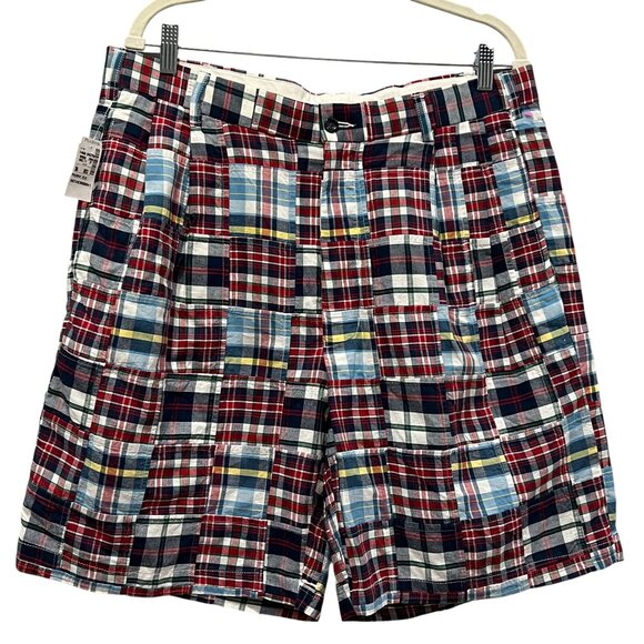 Jos A Bank Madras Plaid Pleated Shorts, NWT, Cotton, 36 - Picture 1 of 8